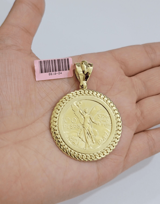 14kt Yellow Gold 1947 Mexican Centenario 50 Gold Pesos Copy Coin With Bezel SALE - Reva Jeweler