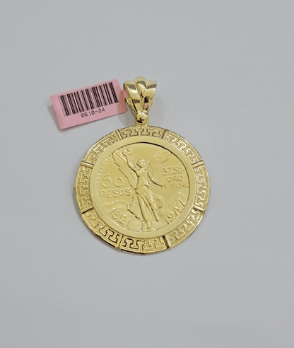14kt Yellow Gold 1947 Mexican Centenario 50 Gold Pesos Copy Coin With Bezel SALE - Reva Jeweler