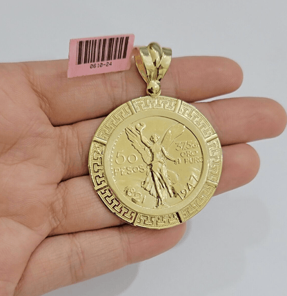 14kt Yellow Gold 1947 Mexican Centenario 50 Gold Pesos Copy Coin With Bezel SALE - Reva Jeweler