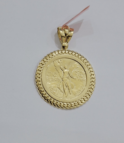 14kt Yellow Gold 1947 Mexican Centenario 50 Gold Pesos Copy Coin With Bezel SALE - Reva Jeweler