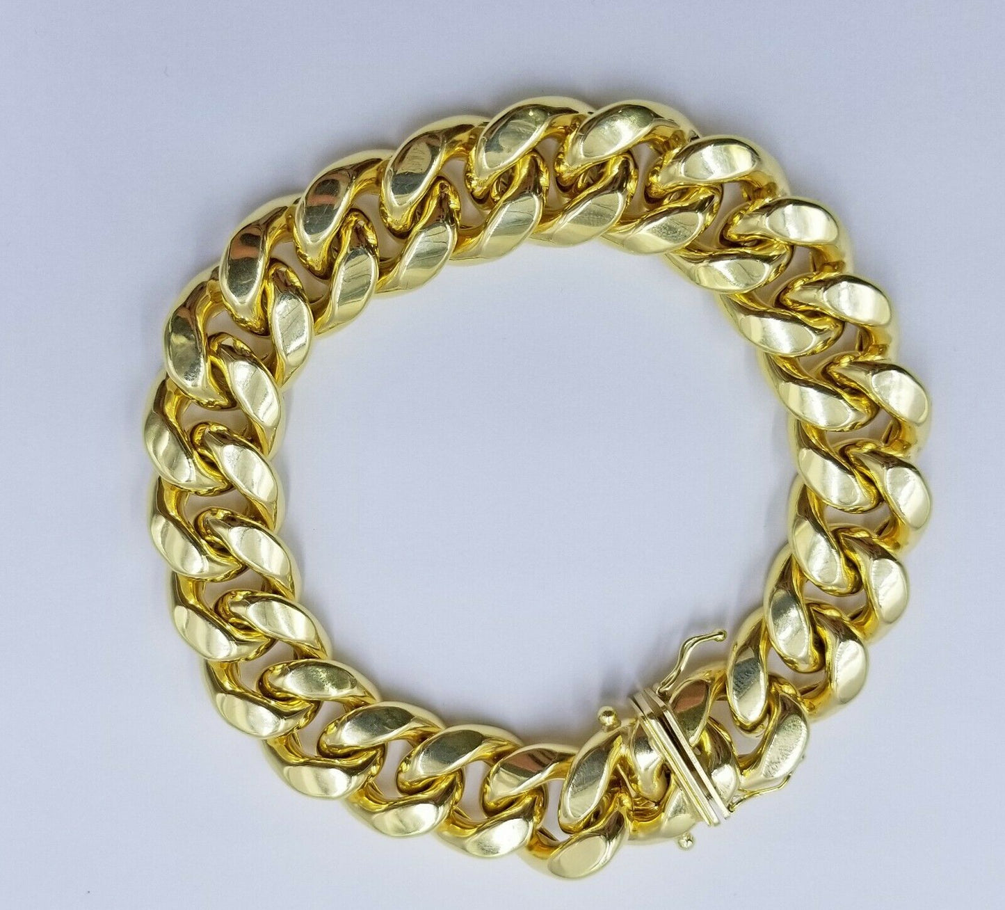 15mm 10k Gold Mens Bracelet Miami Cuban Link 7.5" Thick 10kt Yellow Gold REAL - Reva Jeweler