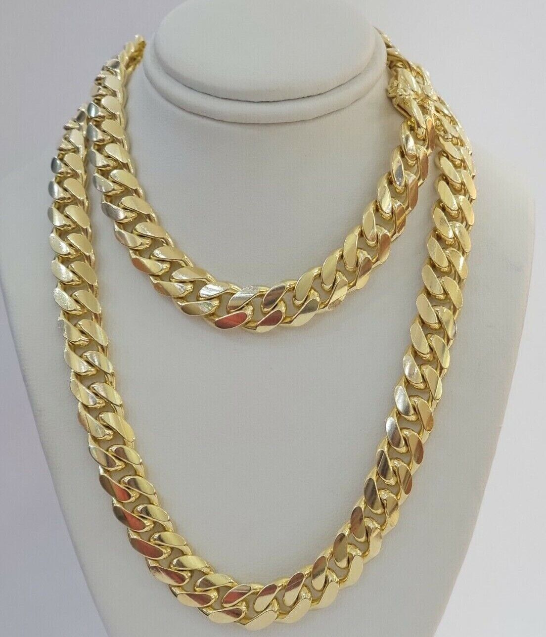 15mm Miami Cuban Link Chain Necklace 10k Yellow Gold 22 - 30 Inch Mens SOLID 10kt - Reva Jeweler