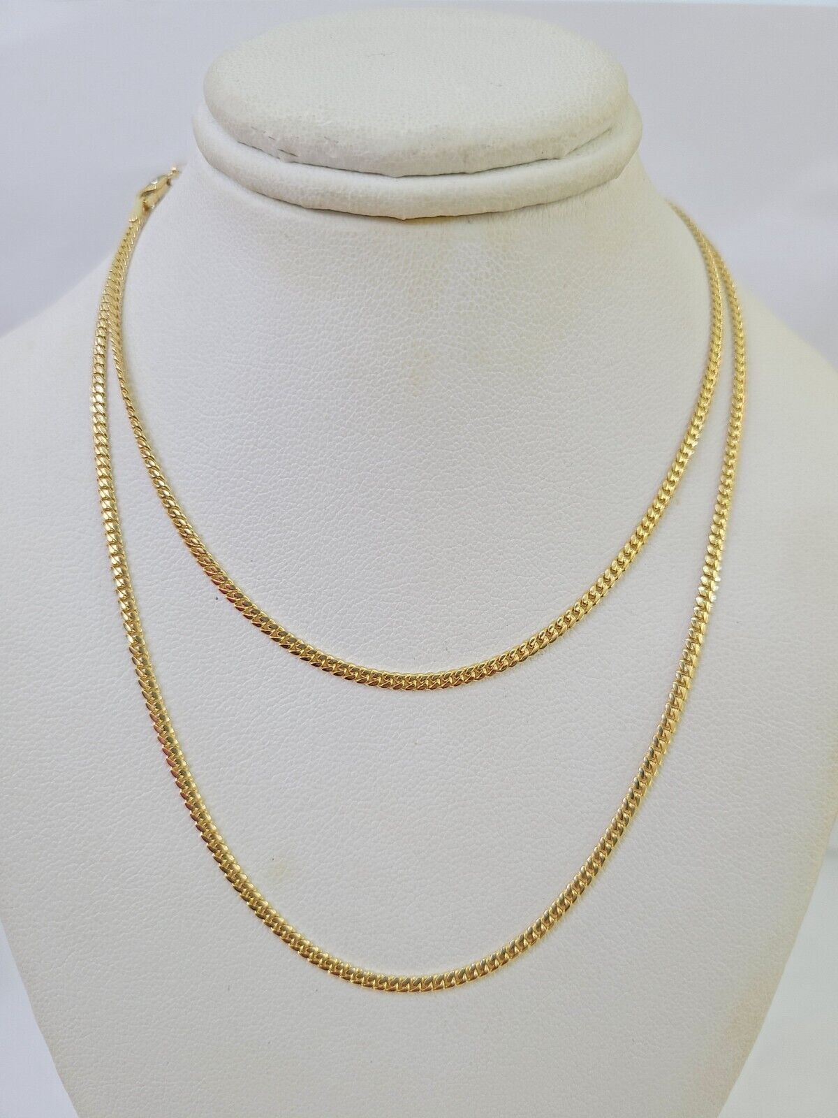 18k Real Solid Miami Cuban Chain Yellow Gold 2mm 18" - 24" Inch Genuine Necklace - GoldenlinQ