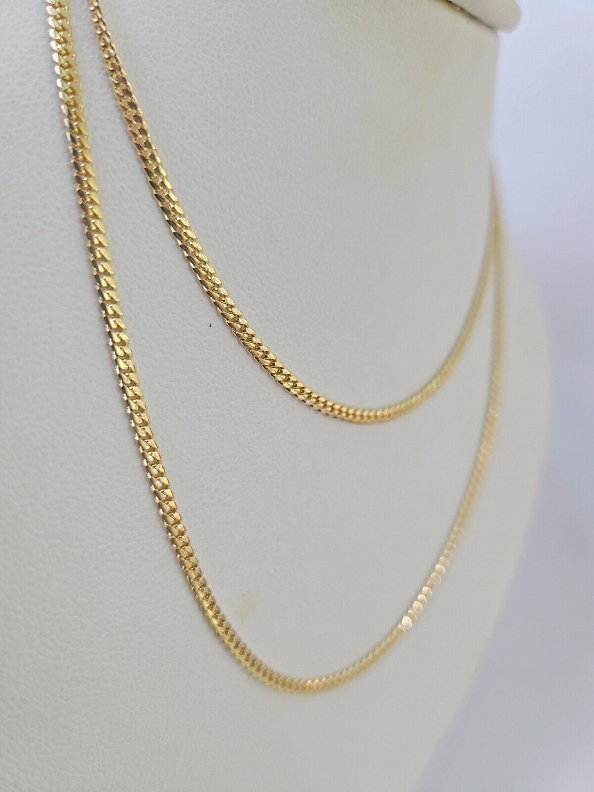 18k Real Solid Miami Cuban Chain Yellow Gold 2mm 18" - 24" Inch Genuine Necklace - GoldenlinQ
