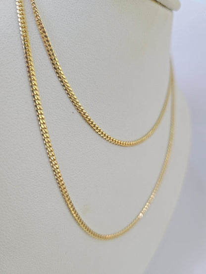18k Real Solid Miami Cuban Chain Yellow Gold 2mm 18" - 24" Inch Genuine Necklace - GoldenlinQ