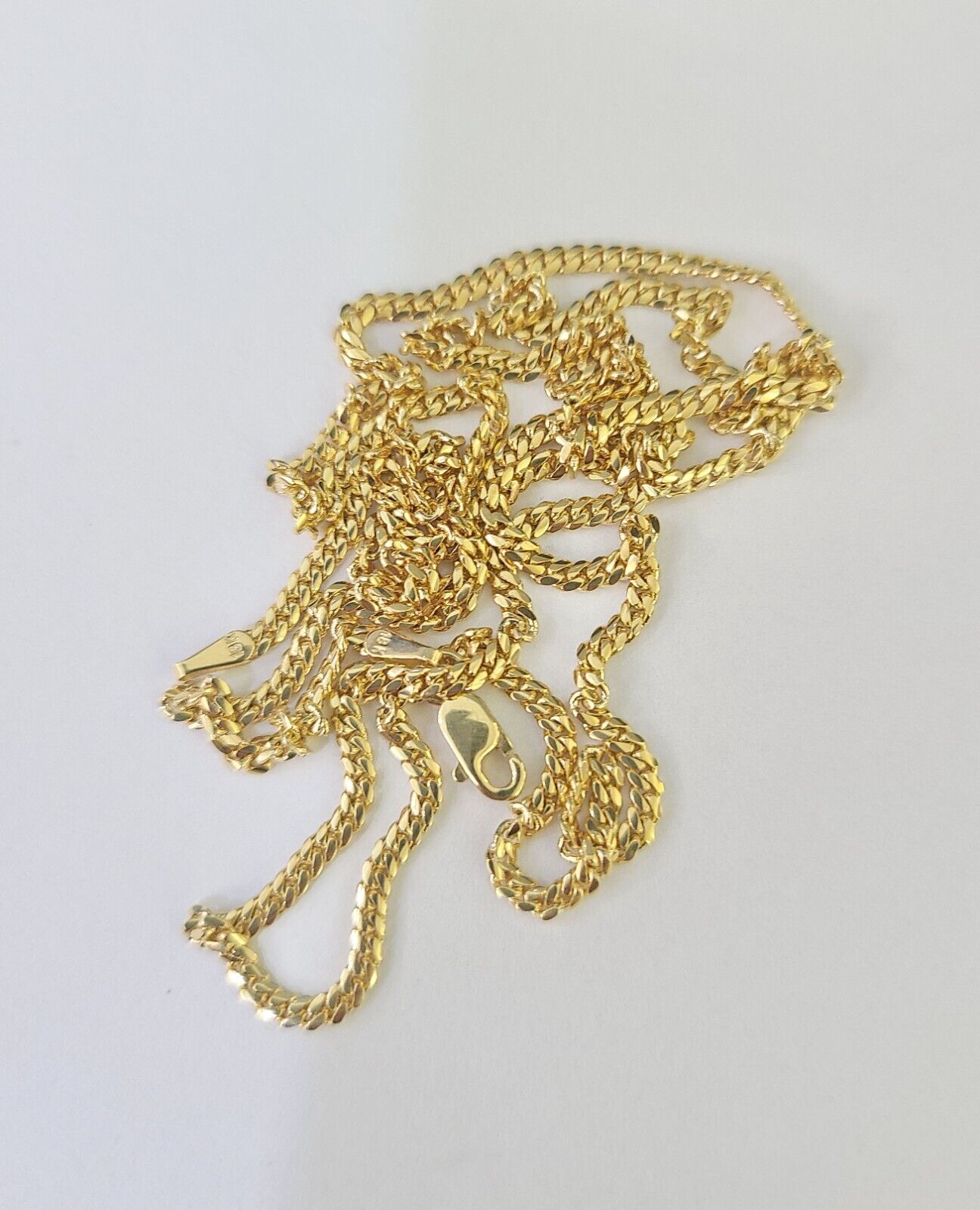 18k Real Solid Miami Cuban Chain Yellow Gold 2mm 18" Inch Genuine Necklace - GoldenlinQ