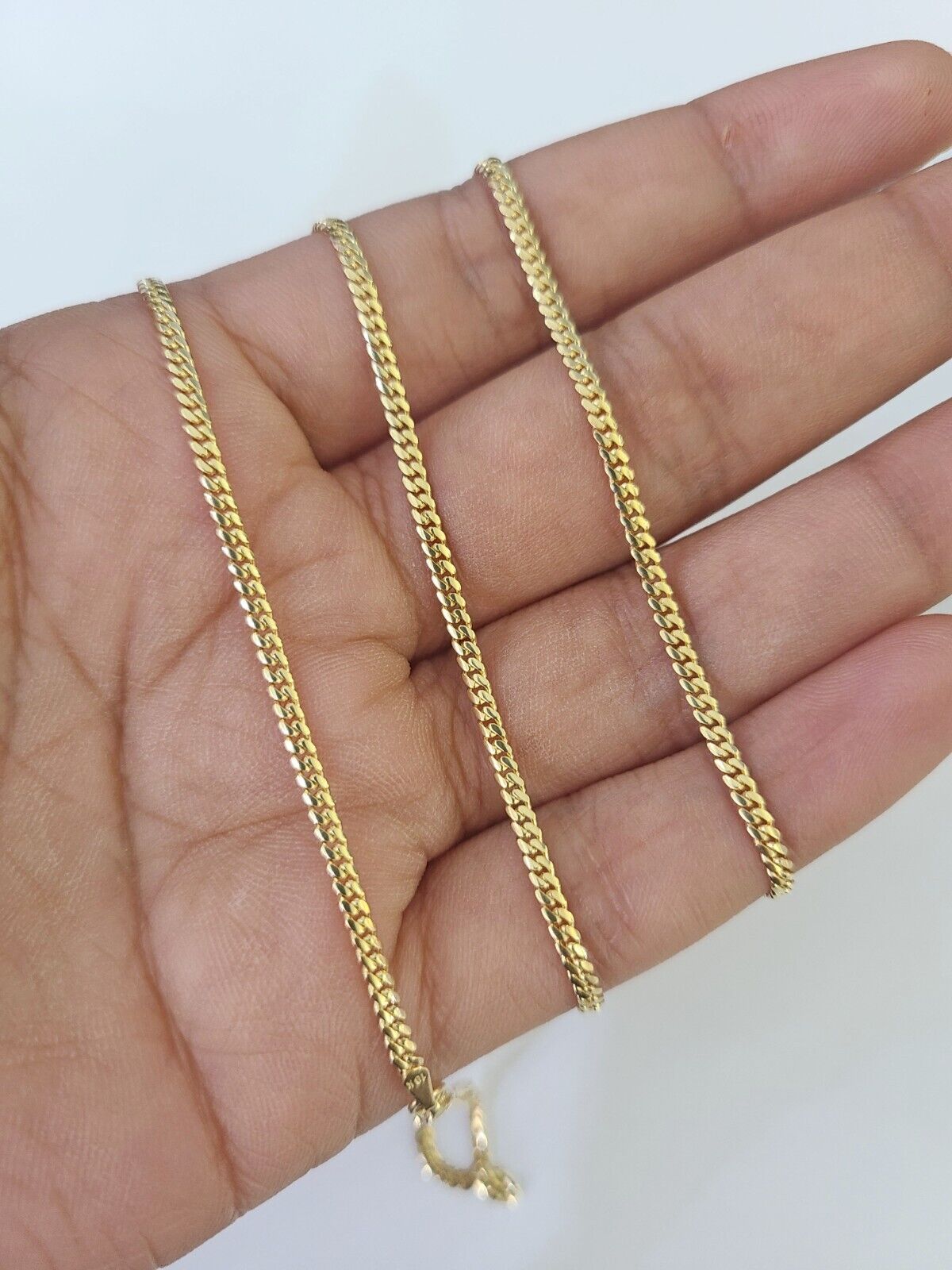 18k Real Solid Miami Cuban Chain Yellow Gold 2mm 18" Inch Genuine Necklace 