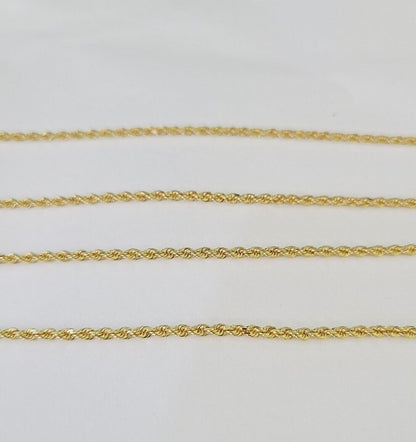 18k Real Solid Rope Chain Yellow Gold 2mm 16" - 24" Inch Genuine 18k - GoldenlinQ
