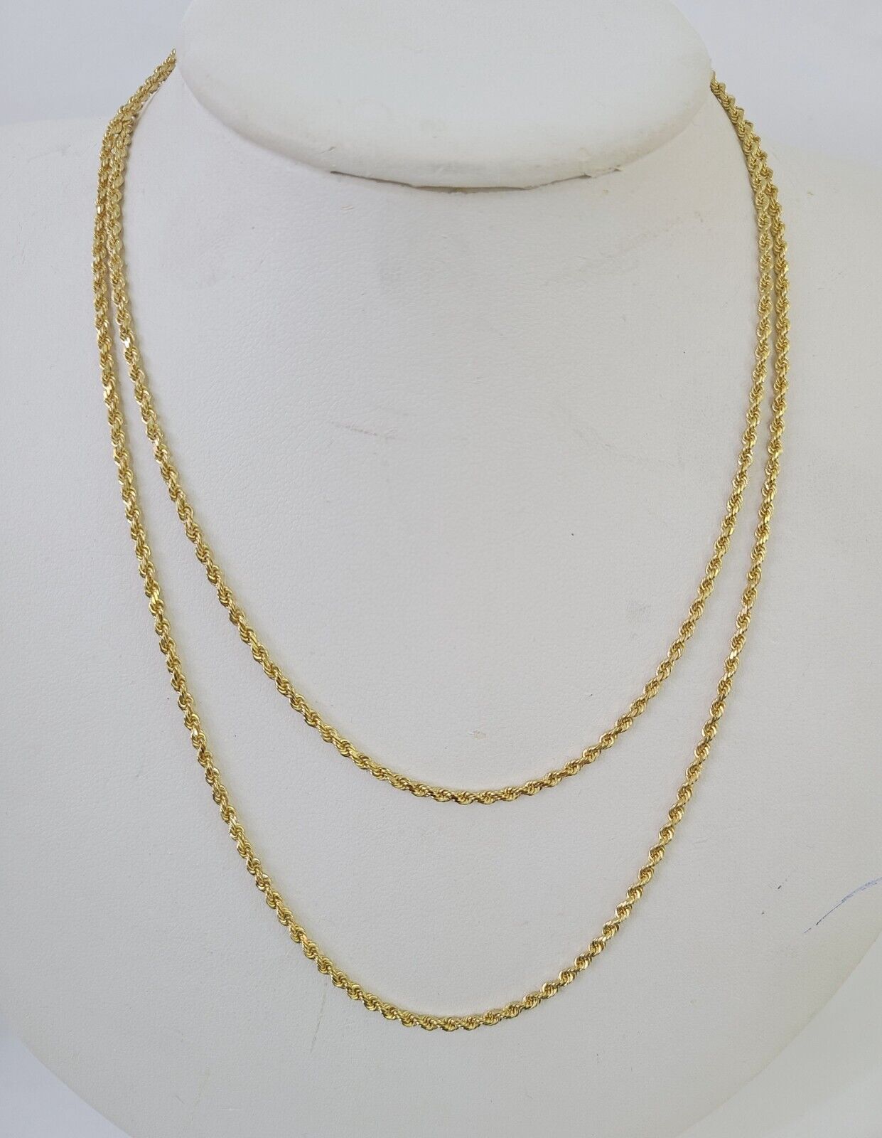 18k Real Solid Rope Chain Yellow Gold 2mm 20" Inch Genuine 18kt Necklace - GoldenlinQ