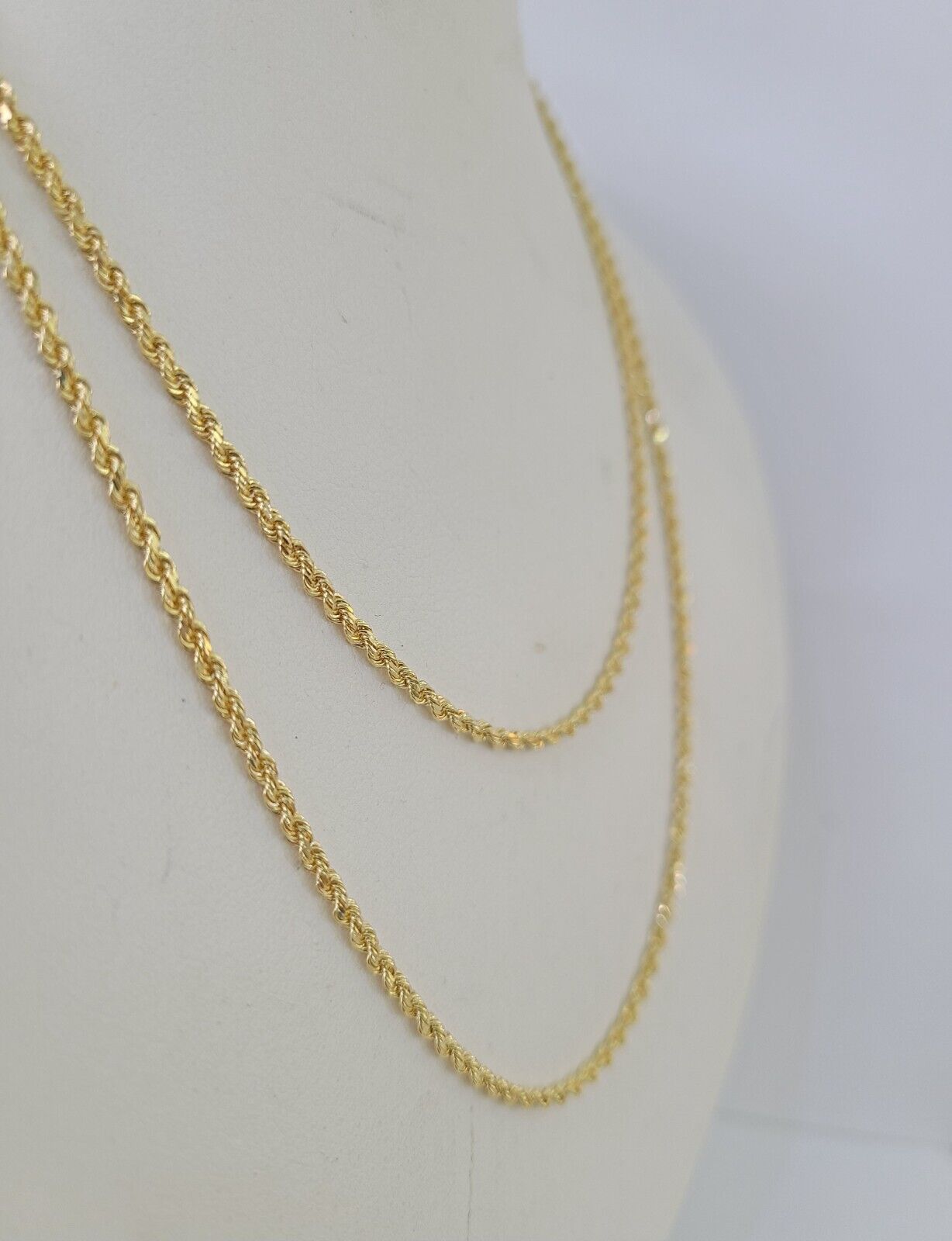 18k Real Solid Rope Chain Yellow Gold 2mm 22" Inch Genuine 18k Necklace - GoldenlinQ
