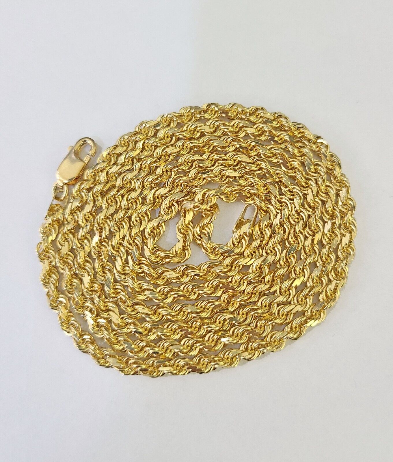 18k Real Solid Rope Chain Yellow Gold 3mm 18" Inch Genuine 18kt Necklace - GoldenlinQ