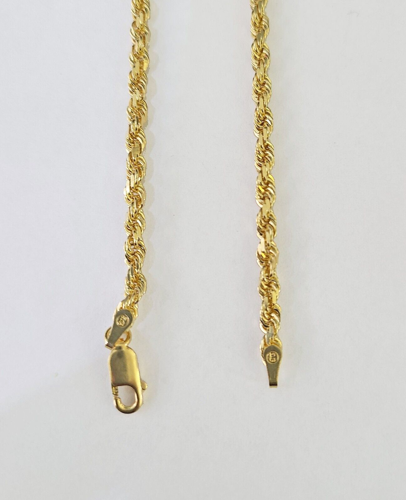 18k Real Solid Rope Chain Yellow Gold 3mm 18" Inch Genuine 18kt Necklace - GoldenlinQ