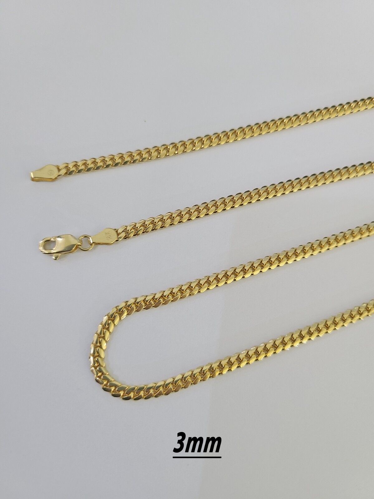 18k Solid Miami Cuban Chain Gold 2.5mm 3mm 4mm 18" 20" 22" 24" Inch Necklace - Reva Jeweler