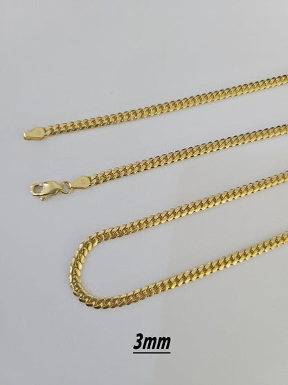 18k Solid Miami Cuban Chain Gold 2.5mm 3mm 4mm 18" 20" 22" 24" Inch Necklace - Reva Jeweler