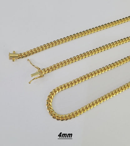 18k Solid Miami Cuban Chain Gold 2.5mm 3mm 4mm 18" 20" 22" 24" Inch Necklace - Reva Jeweler