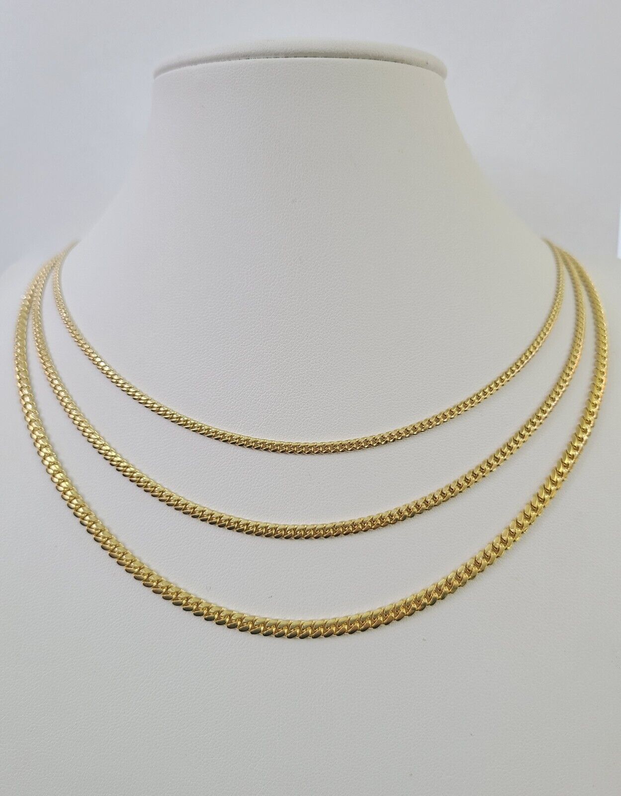 18k Solid Miami Cuban Chain Gold 2.5mm 3mm 4mm 18" 20" 22" 24" Inch Necklace - Reva Jeweler