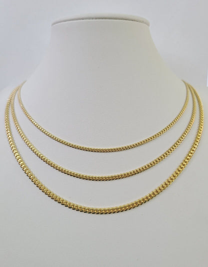 18k Solid Miami Cuban Chain Gold 2.5mm 3mm 4mm 18" 20" 22" 24" Inch Necklace - Reva Jeweler