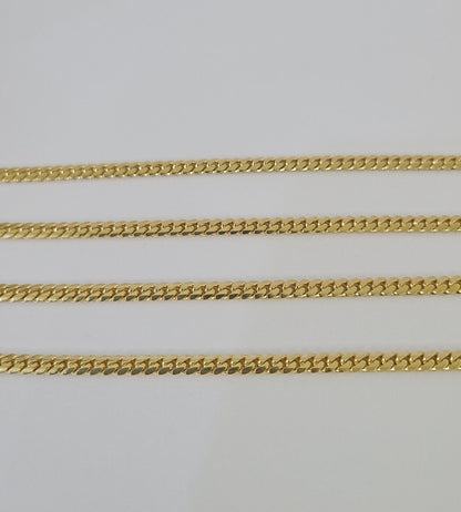 18k Solid Miami Cuban Chain Yellow Gold 3mm 18" 20" 22" 24" Inches Necklace Real - Reva Jeweler