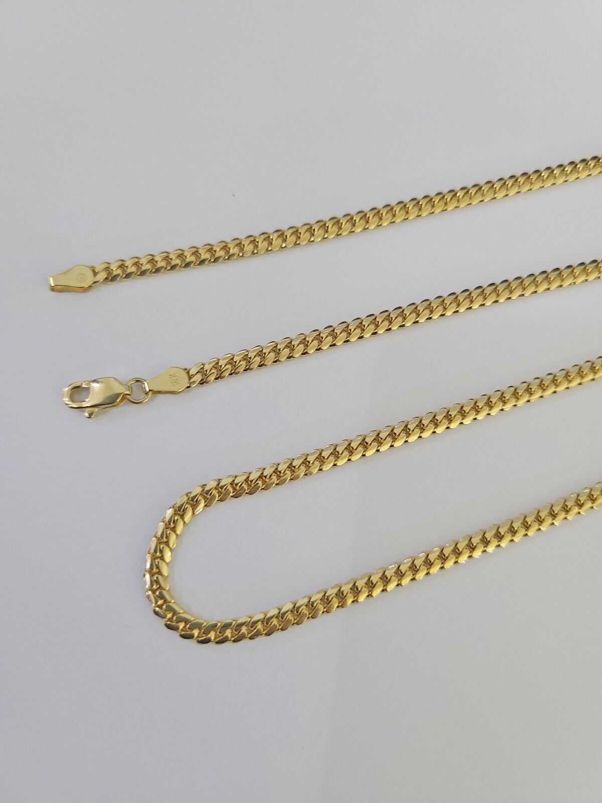 18k Solid Miami Cuban Chain Yellow Gold 3mm 20" Inch Genuine Necklace Real - Reva Jeweler