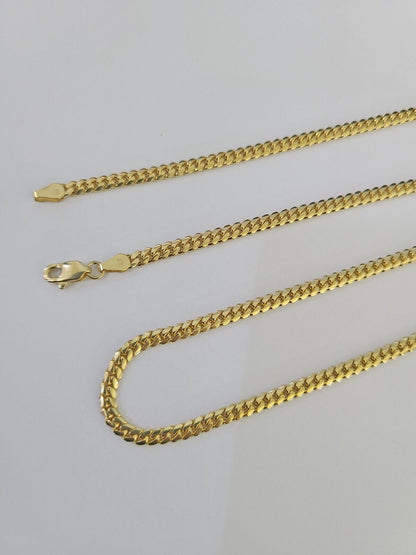 18k Solid Miami Cuban Chain Yellow Gold 3mm 20" Inch Genuine Necklace Real - Reva Jeweler