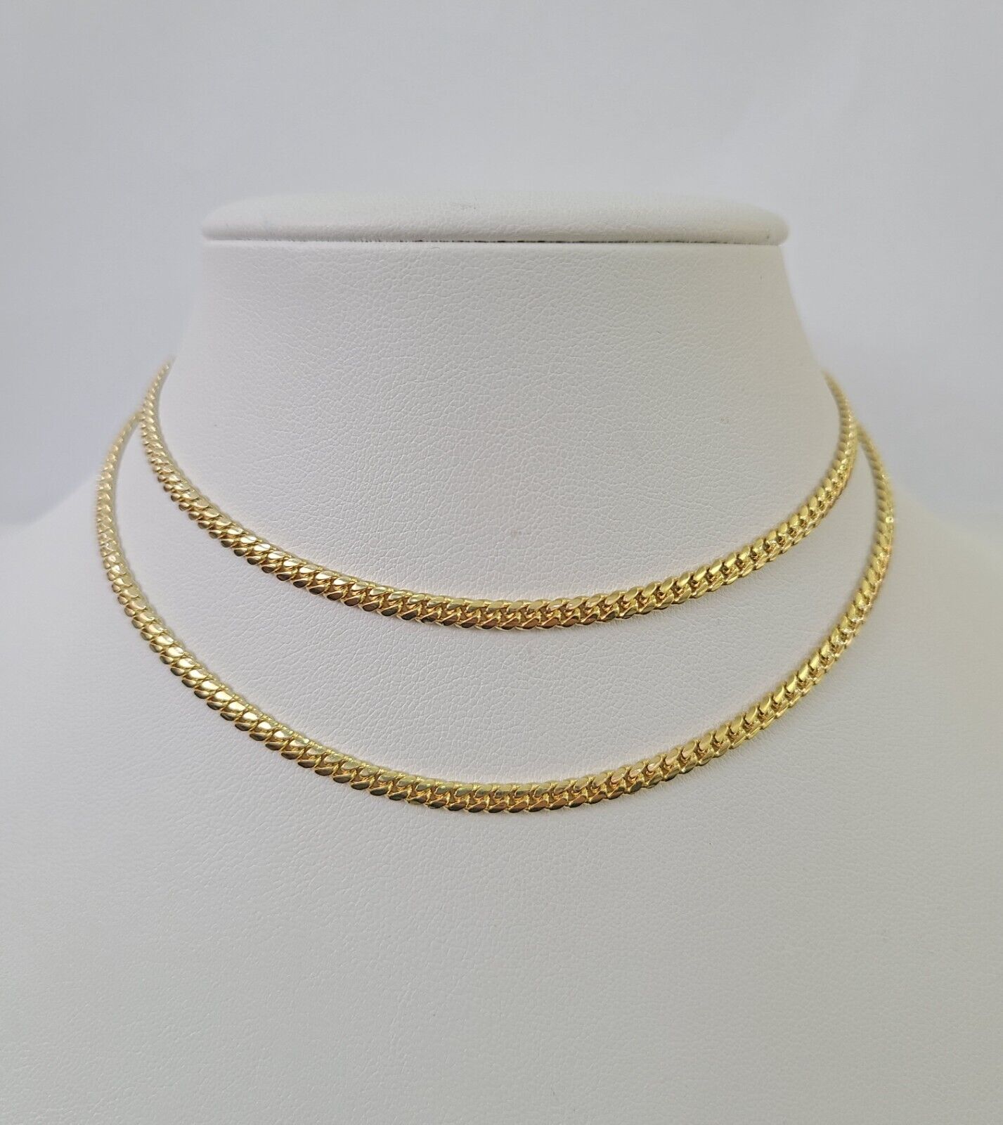 18k Solid Miami Cuban Chain Yellow Gold 3mm 26" Inch Genuine Necklace Real - Reva Jeweler
