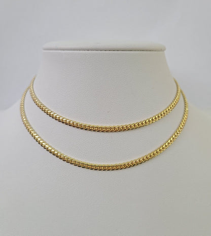 18k Solid Miami Cuban Chain Yellow Gold 3mm 26" Inch Genuine Necklace Real - Reva Jeweler