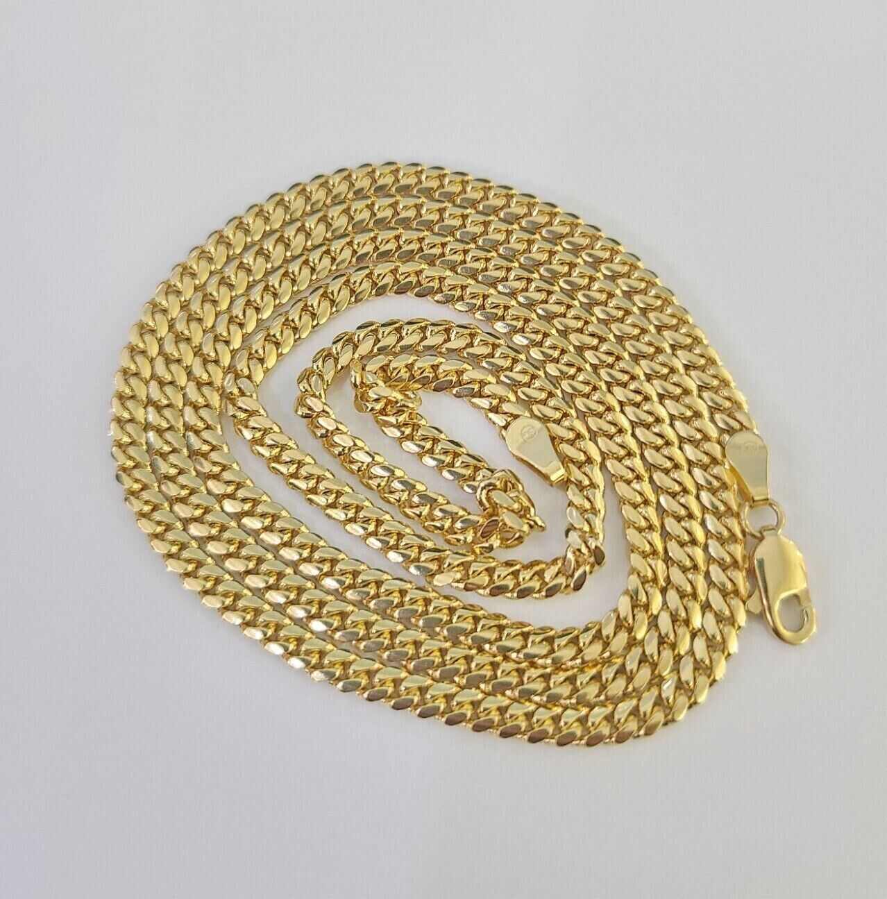 18k Solid Miami Cuban Chain Yellow Gold 3mm 28" Inches Genuine Necklace Real - Reva Jeweler