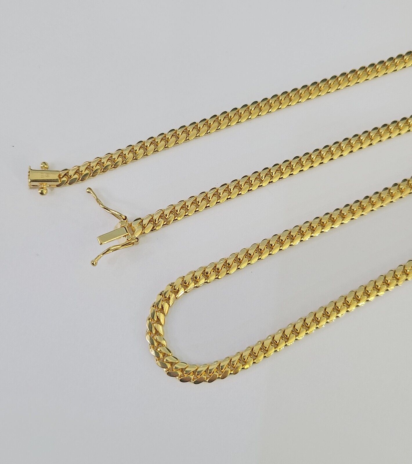 18k Solid Miami Cuban Necklace Chain Yellow Gold 4mm 18" 20" 22" 24" Inch Real - Reva Jeweler