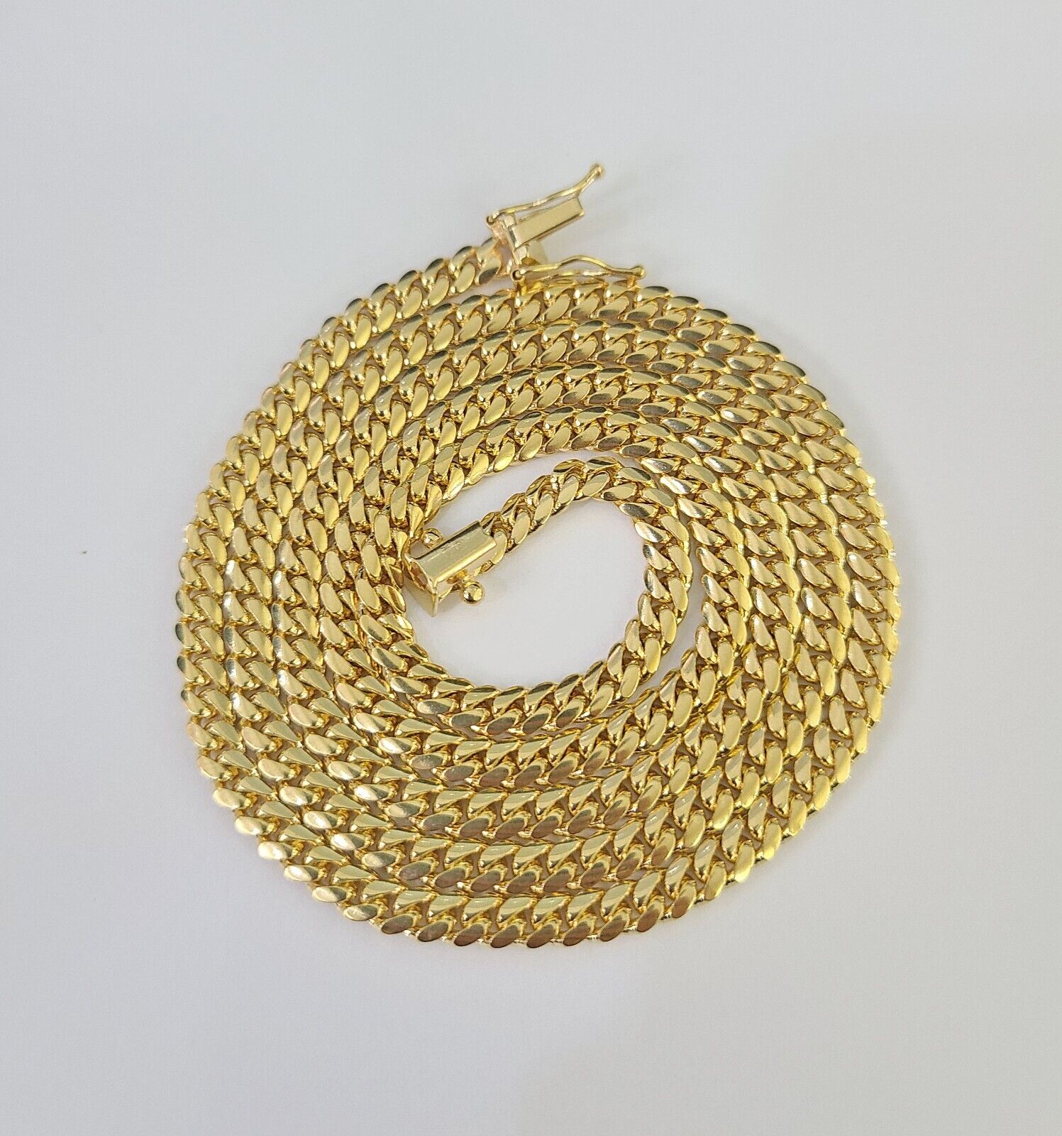 18k Solid Miami Cuban Necklace Chain Yellow Gold 4mm 18" 20" 22" 24" Inch Real - Reva Jeweler