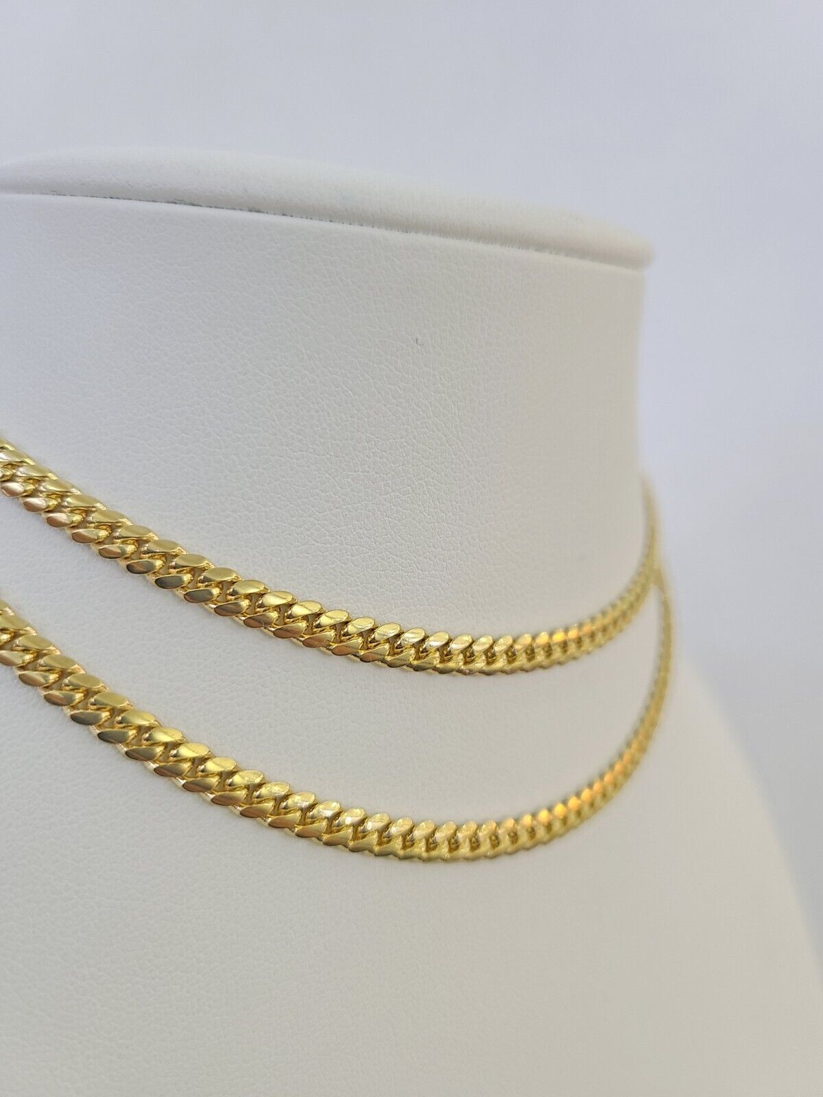 18k Solid Miami Cuban Necklace Chain Yellow Gold 4mm 18" 20" 22" 24" Inch Real - Reva Jeweler