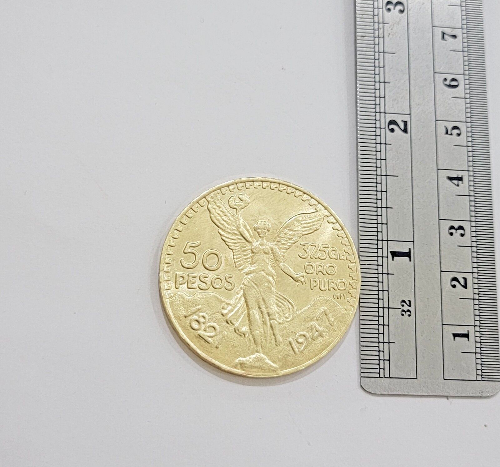 1947 Mexican Centenario 50 Gold Pesos Coin Solid 10k Yellow Gold Centenaro REAL - Reva Jeweler