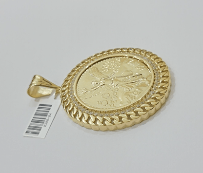 1947 Mexican Centenario Coin Charm Pendant Replica 50 pesos With Bezel 10kt Gold - Reva Jeweler