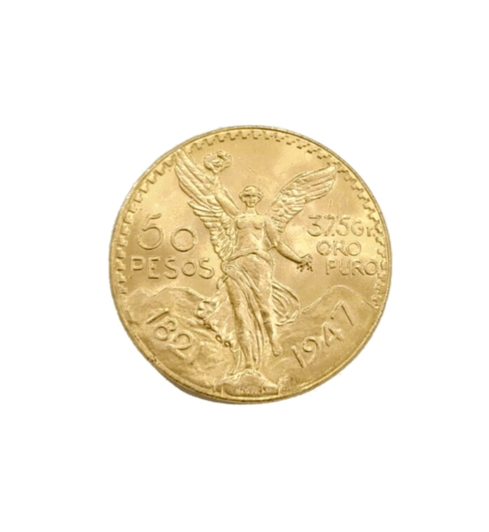 1947 Mexican Centenaro 50 Gold Pesos Coin Solid 22k Yellow Gold, Oro Centenario - Reva Jeweler