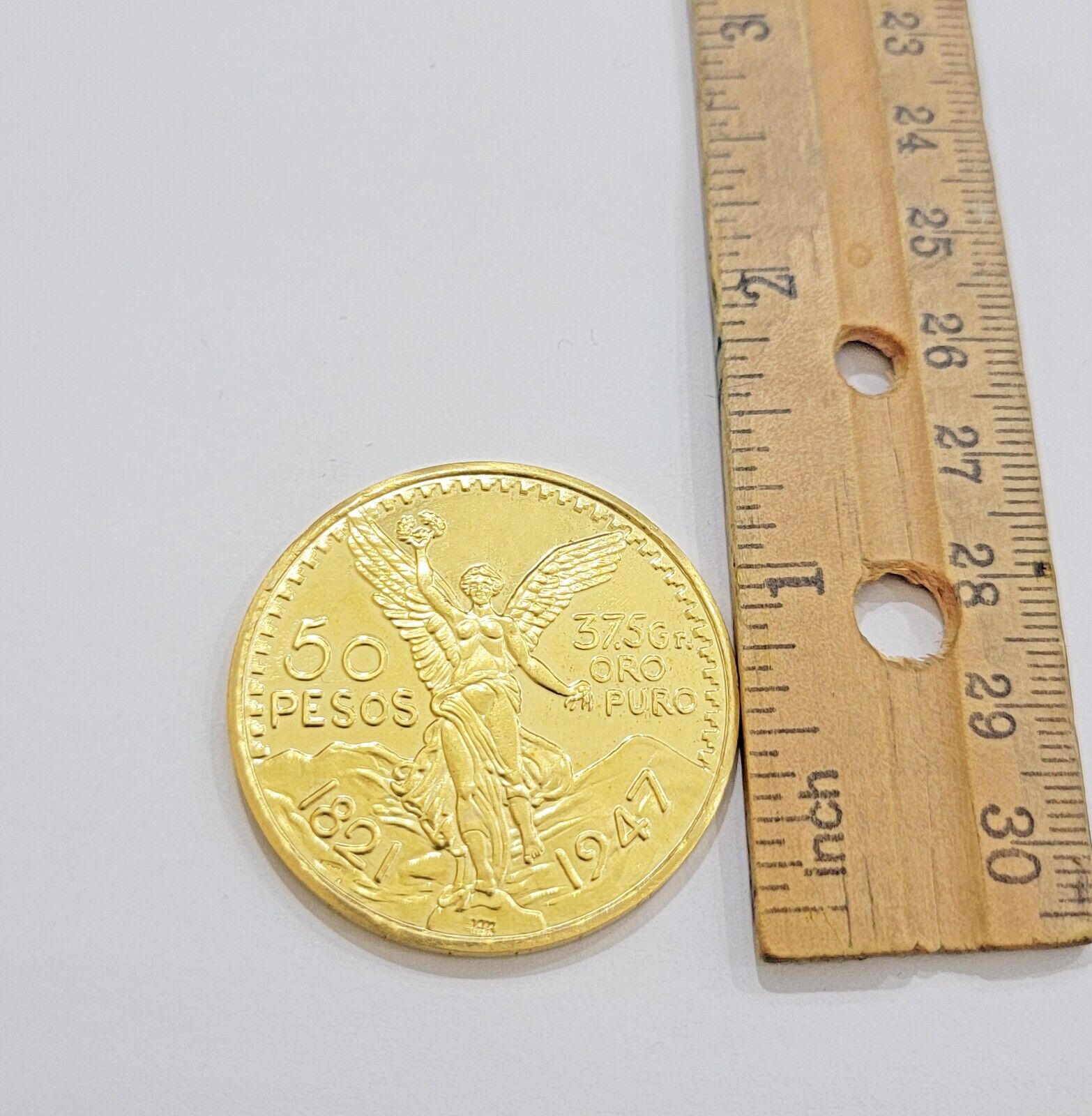 1947 Mexican Centenaro 50 Gold Pesos Copy Coin Solid 14k Yellow Gold , REAL 14KT - Reva Jeweler