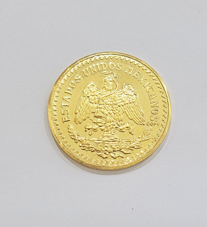 1947 Mexican Centenaro 50 Gold Pesos Copy Coin Solid 14k Yellow Gold , REAL 14KT - Reva Jeweler