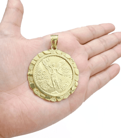 1947 Mexican Centenaro 50 Gold Pesos Copy Coin Solid 14k Yellow Gold , REAL 14KT - Reva Jeweler