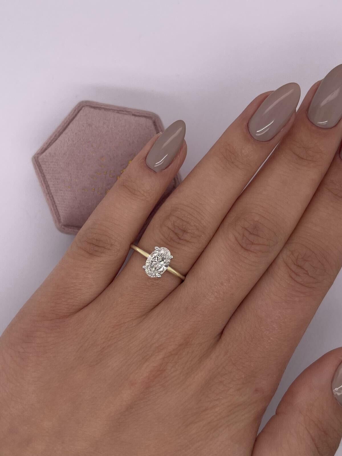 1CT IGI Certified Diamond Engagement Ring VS2 D Oval Lab - created 14k Yellow Gold - Reva Jeweler
