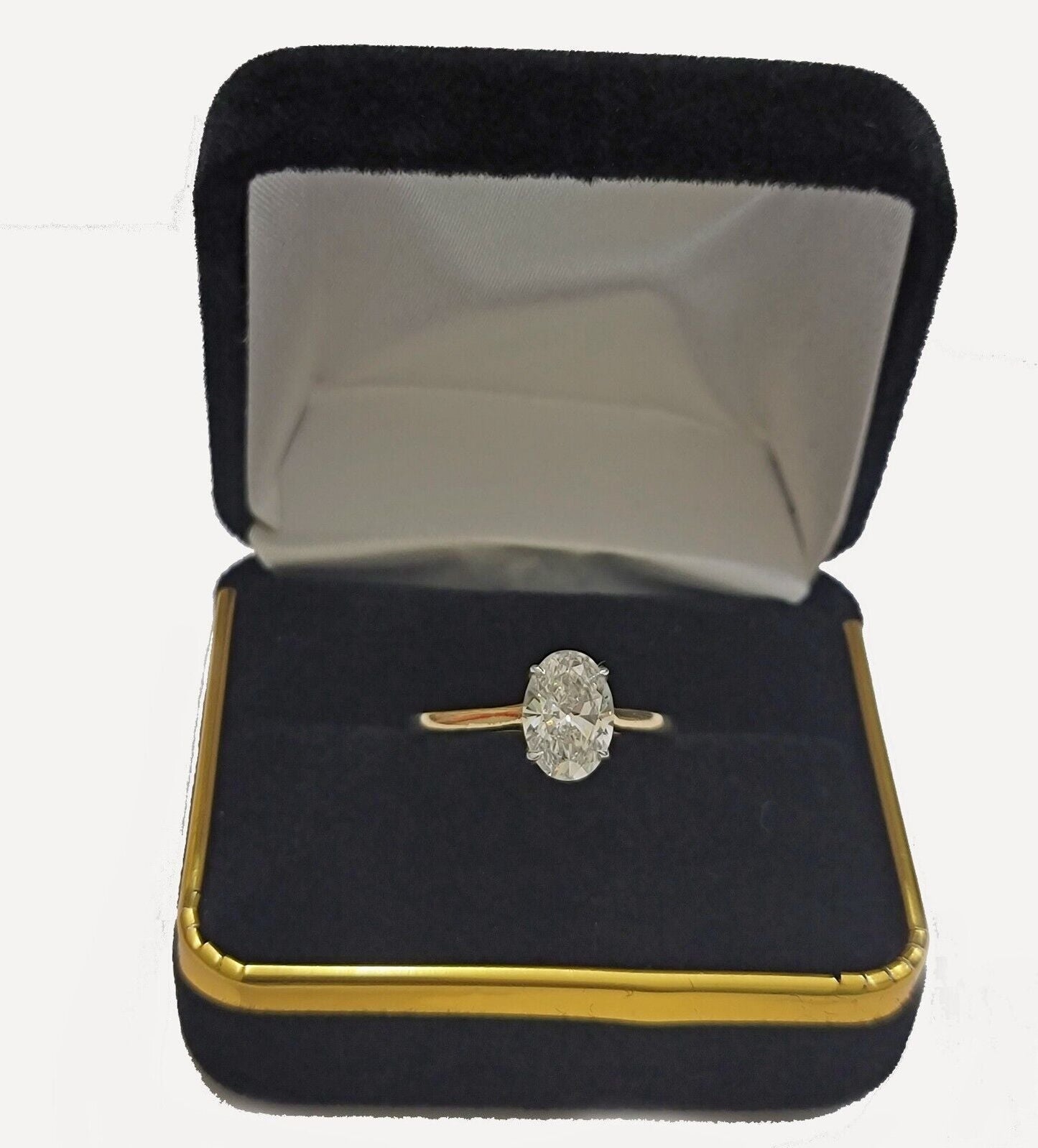 1CT IGI Certified Diamond Engagement Ring VS2 D Oval Lab - created 14k Yellow Gold - Reva Jeweler