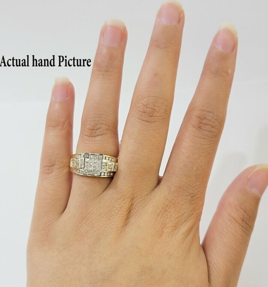 1CT Ladies Diamond Ring Real 10k Yellow Gold Diamond Cinderella Style GENUINE - Reva Jeweler