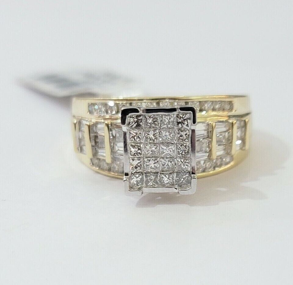 1CT Ladies Diamond Ring Real 10k Yellow Gold Diamond Cinderella Style GENUINE - Reva Jeweler