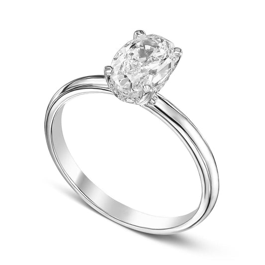 1CT Oval Shape Diamond Engagement Ring Excellent 14k White Gold H VS Lab - Created - Reva Jeweler