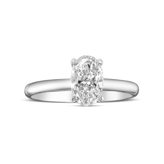 1CT Oval Shape Diamond Engagement Ring Excellent 14k White Gold H VS Lab - Created - Reva Jeweler