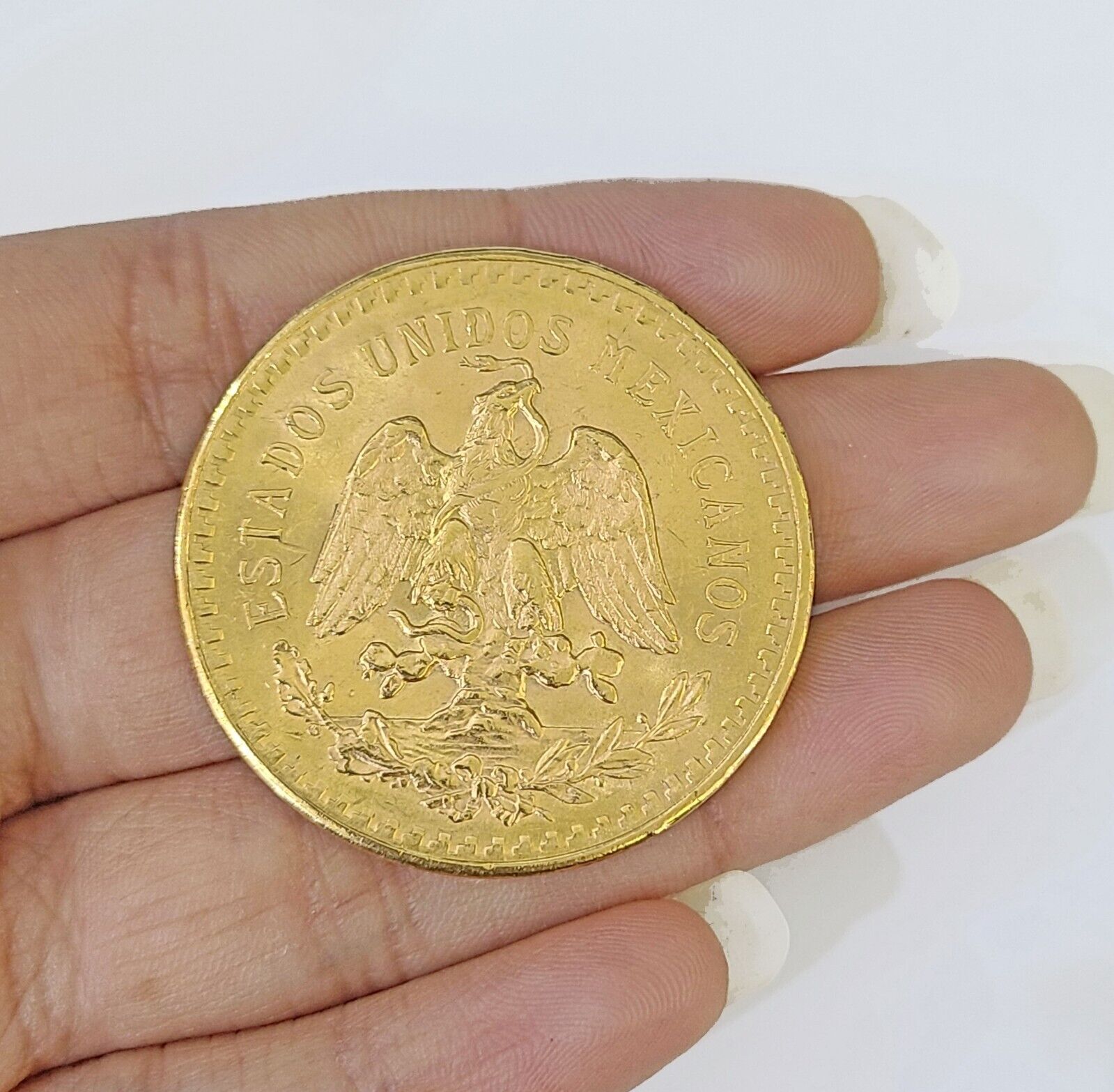 22k Centenario Coin Copy in Solid Yellow Gold 50 Pesos 1947 Mexico/Mexican Coin - Reva Jeweler