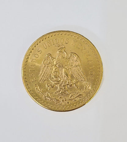 22k Centenario Coin Copy in Solid Yellow Gold 50 Pesos 1947 Mexico/Mexican Coin - Reva Jeweler