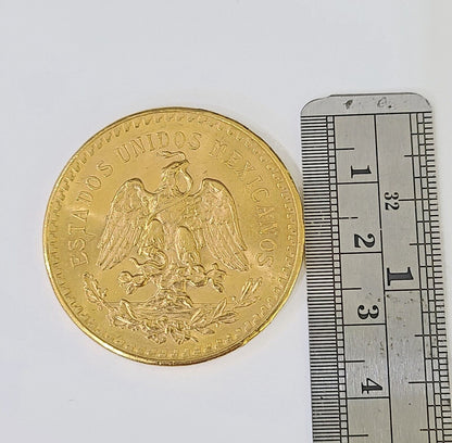 22k Centenario Coin Copy in Solid Yellow Gold 50 Pesos 1947 Mexico/Mexican Coin - Reva Jeweler
