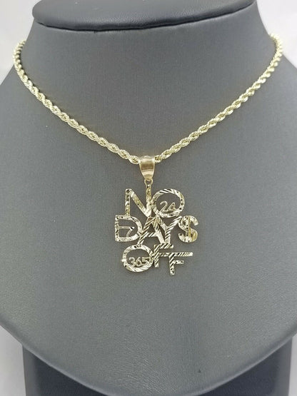 2.5mm Rope 10k Gold No. Of Days Charm Pendant Chain in 18 20 22 24 26 28 Inches - Reva Jeweler
