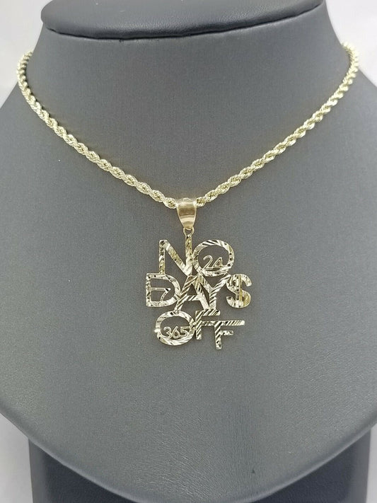 2.5mm Rope 10k Gold No. Of Days Charm Pendant Chain in 18 20 22 24 26 28 Inches - Reva Jeweler