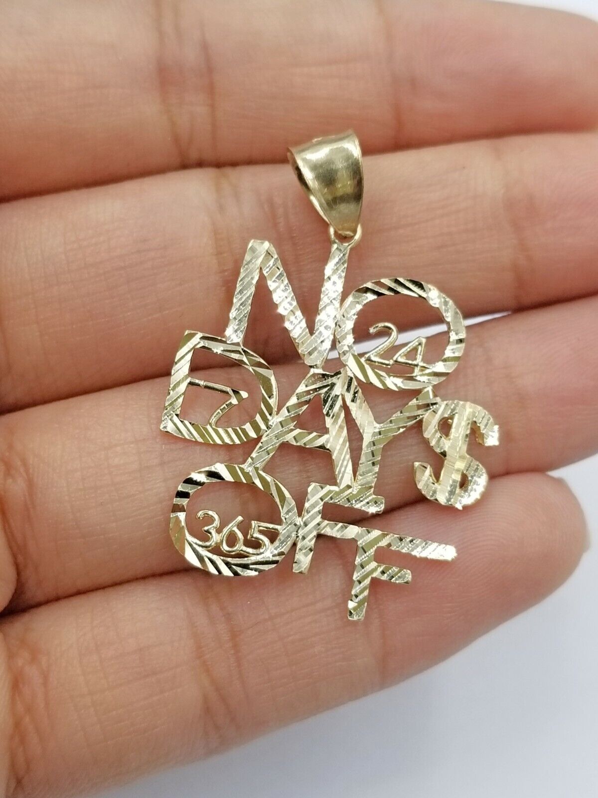 2.5mm Rope 10k Gold No. Of Days Charm Pendant Chain in 18 20 22 24 26 28 Inches - Reva Jeweler
