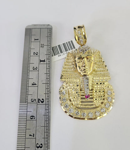 10K Miami Cuban Link Chain Pharaoh Pendent Charm 8mm 20"-30" Necklace Gold