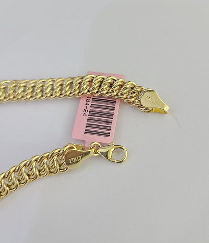 14K Gold Flat Byzantine Link Princesa Bracelet 7mm 7" inch Real Yellow 14Kt
